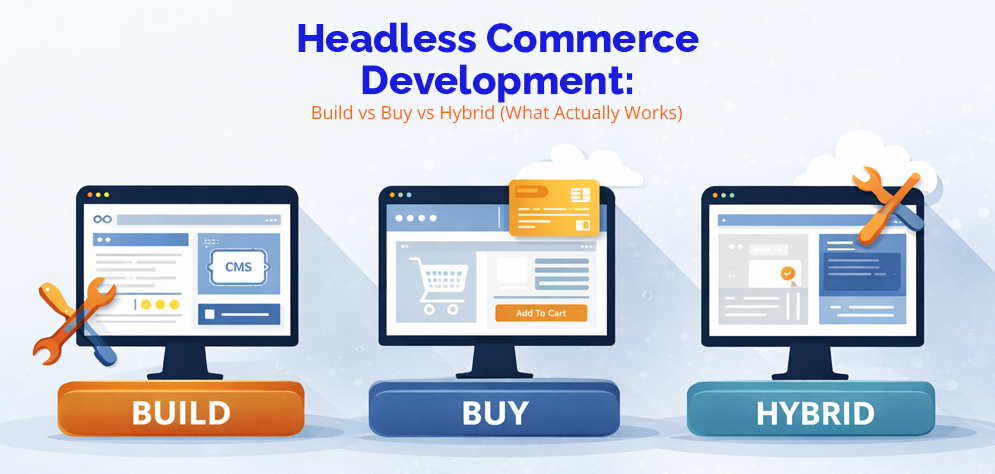headless commerce development services build vs buy vs hybrid comparison