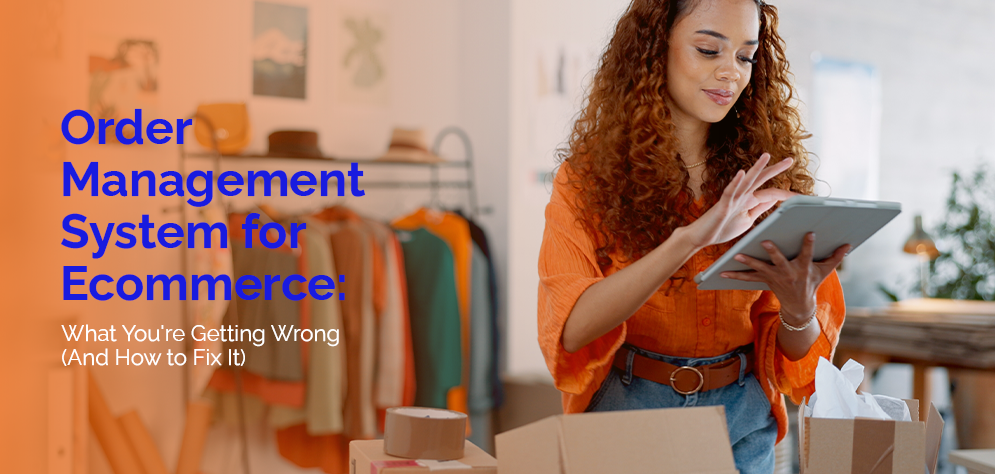 Order management system ecommerce retail owner managing orders on tablet