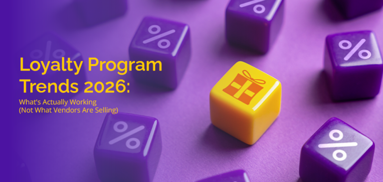 Loyalty program trends 2026 featuring gift reward cube among discount percentage cubes representing customer engagement strategies.