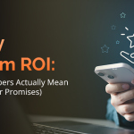 Person checking loyalty program performance on smartphone showing how ai analytics reveals what ROI numbers actually mean beyond vendor promises