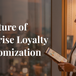 Enterprise retail leader reviewing customized loyalty program analytics on tablet